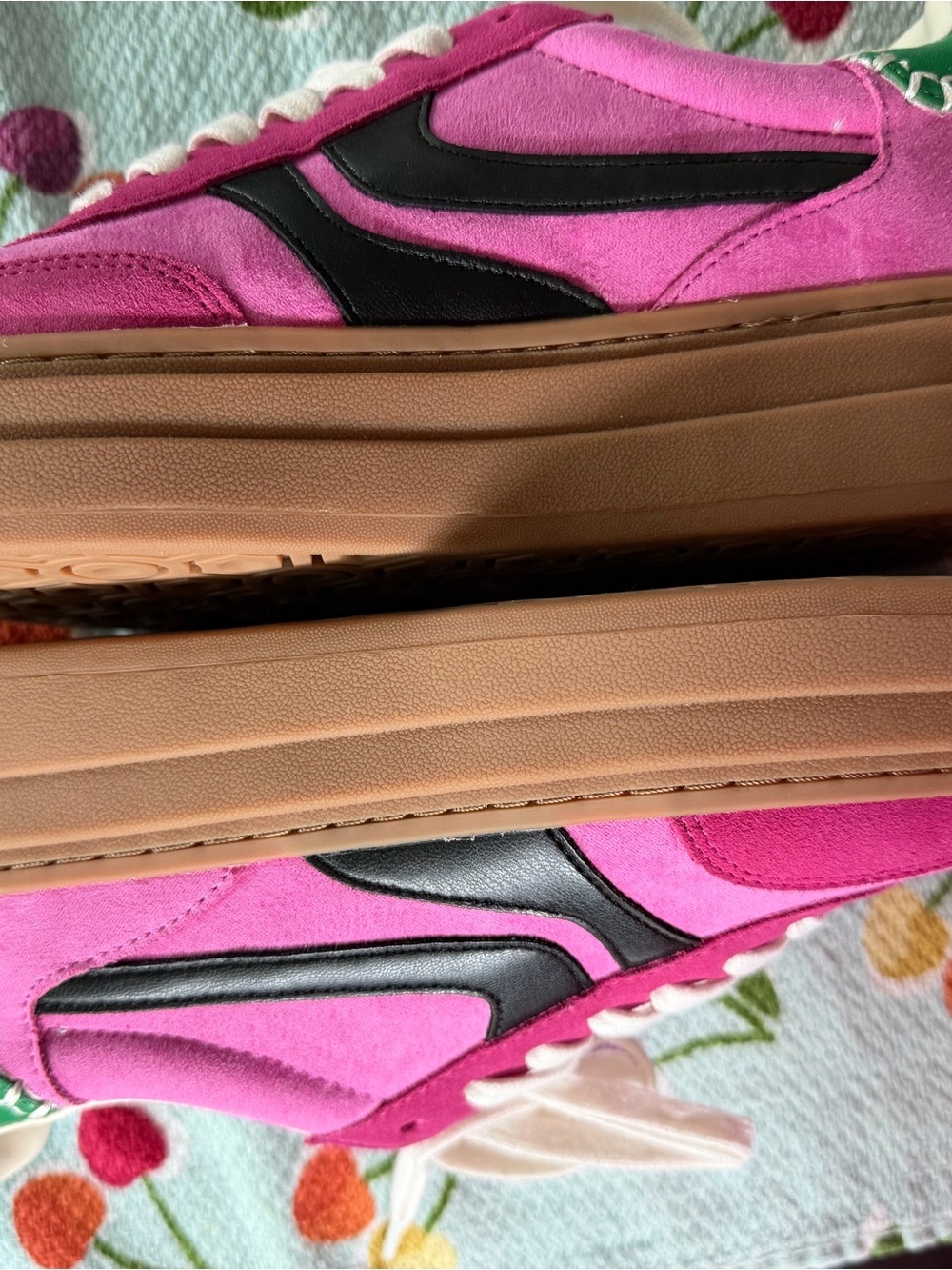 Steve Madden Hot Pink Suede Platform Sneakers with Black Accent - Picture 7 of 15
